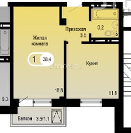 
   Продам 1-комнатную, 37.9 м², Аральская ул, 53

. Фото 2.