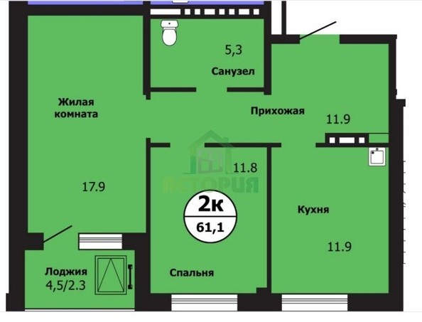 
   Продам 2-комнатную, 61.1 м², Лесников ул, 43

. Фото 8.
