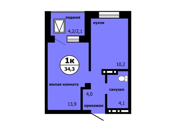 
   Продам 1-комнатную, 34.3 м², Тихие зори, дом Панорама корпус 2

. Фото 1.