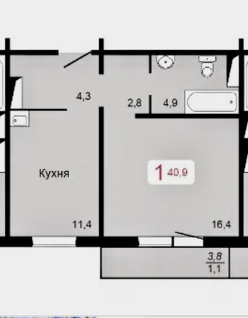 
   Продам 1-комнатную, 41.9 м², Елены Стасовой ул, 53К

. Фото 24.