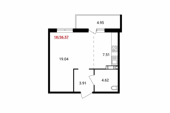 
  Продается 1-комн. квартира, 36 м², ЖК Аринский, дом 1 корпус 3
. Фото 9.