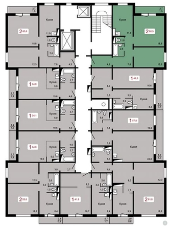 
   Продам 2-комнатную, 60.9 м², Мичурино, дом 2 строение 4

. Фото 3.