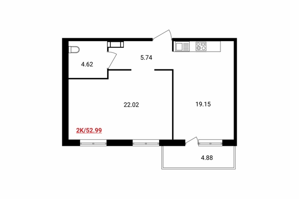 
   Продам 2-комнатную, 52 м², Соколовская ул, 20в

. Фото 2.