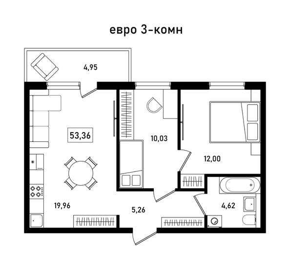 
   Продам 2-комнатную, 52 м², Соколовская ул, 20в

. Фото 9.