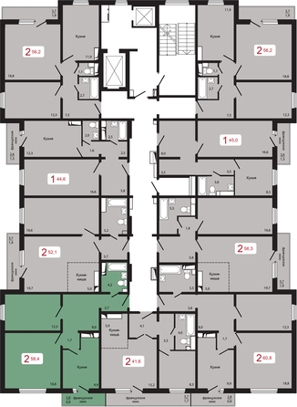 
   Продам 2-комнатную, 58.4 м², КБС. Берег, дом 5 строение 3

. Фото 2.