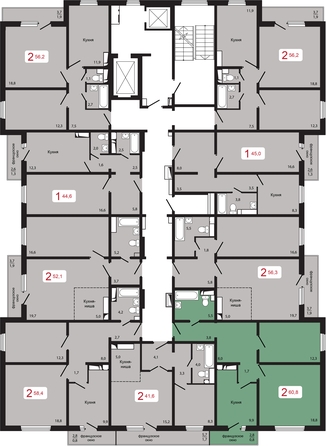 
   Продам 2-комнатную, 60.8 м², КБС. Берег, дом 5 строение 3

. Фото 2.