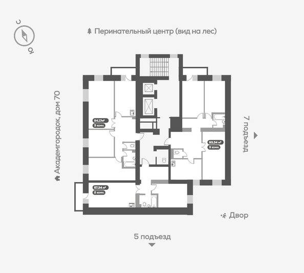 
   Продам 3-комнатную, 93.6 м², Академгородок ул, 74

. Фото 23.