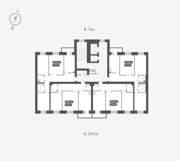 
  Продается 3-комн. квартира, 84.2 м², ЖК Академгородок, дом 7
. Фото 6.