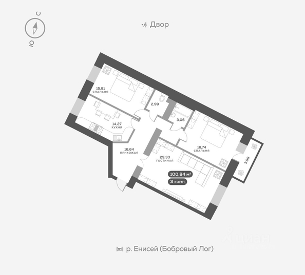 
   Продам 3-комнатную, 104 м², Академгородок ул, 78

. Фото 6.