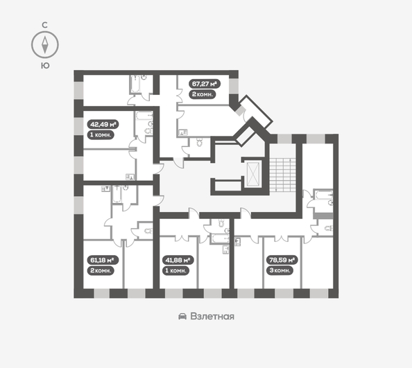 
   Продам 1-комнатную, 41.88 м², Сити-квартал на Взлетной, дом 1

. Фото 13.