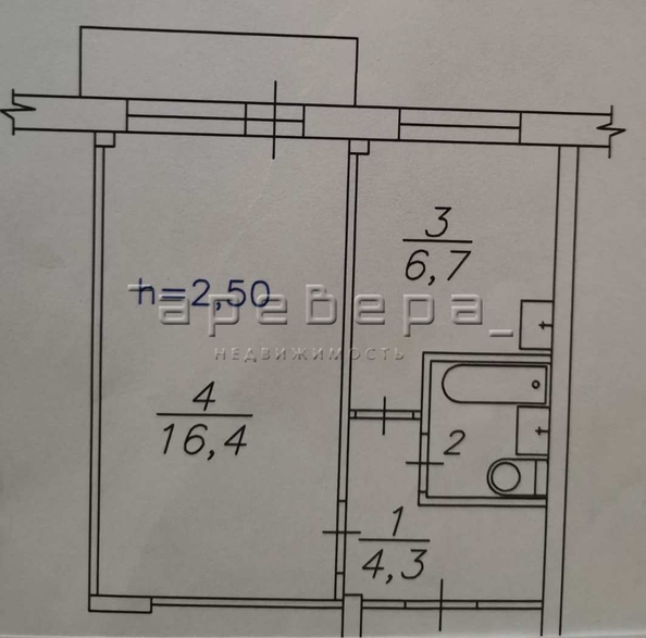 
   Продам 1-комнатную, 30.3 м², Матросова ул, 7а

. Фото 2.