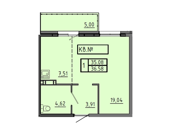 
   Продам 1-комнатную, 36.58 м², Соколовская ул, 20г

. Фото 1.