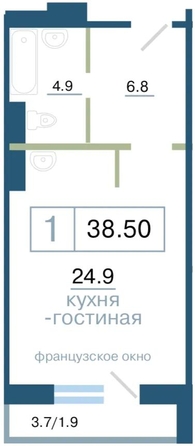 
   Продам 1-комнатную, 38 м², Дубровинского ул, 110в

. Фото 1.