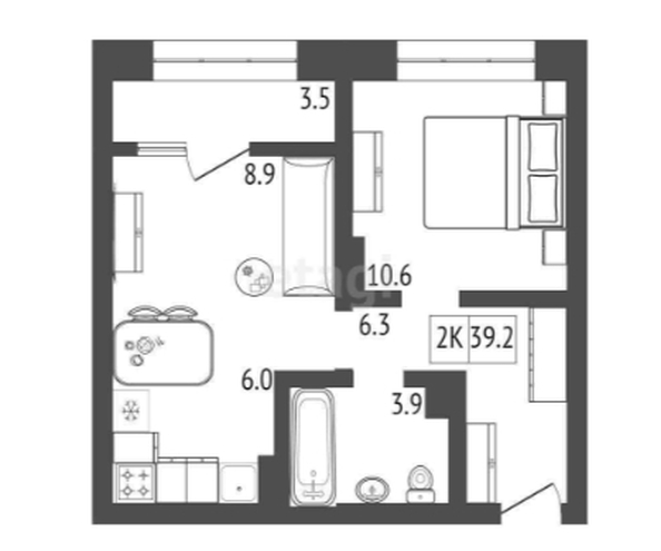 
   Продам 2-комнатную, 39.2 м², Прогресс-квартал Перемены, дом 1

. Фото 1.