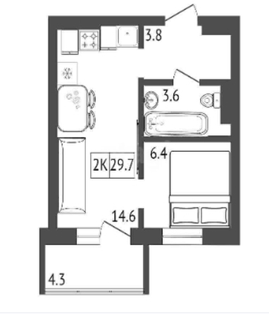 
   Продам 2-комнатную, 30 м², Emotion (Эмоушн)

. Фото 1.