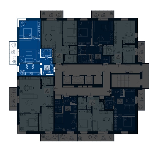 
   Продам 2-комнатную, 60.82 м², АЭРОCITY (Аэросити), дом 1

. Фото 1.
