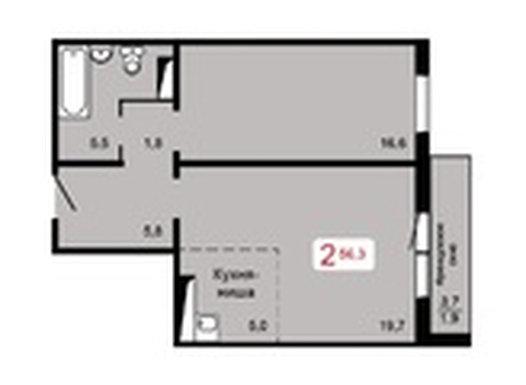
  Продается 2-комн. квартира, 56.3 м², ЖК Мичурино, дом 2 строение 5
. Фото 4.