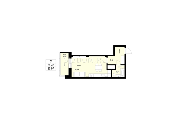 
  Продается студия, 35.97 м², ЖК ЛЕТО, дом 2
. Фото 1.