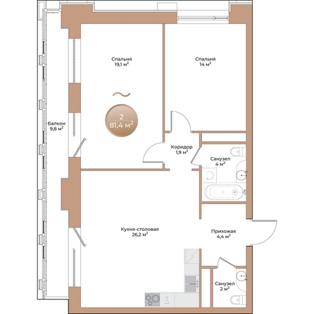 
  Продается 2-комн. квартира, 74.5 м², ЖК Небо над Енисеем
. Фото 1.