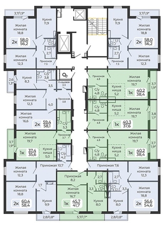 
  Продается 2-комн. квартира, 58.1 м², ЖК Три слона, дом 1
. Фото 1.