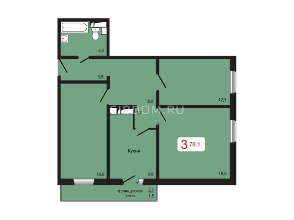 
  Продается 3-комн. квартира, 78.3 м², ЖК Мичурино, дом 2 строение 4
. Фото 1.