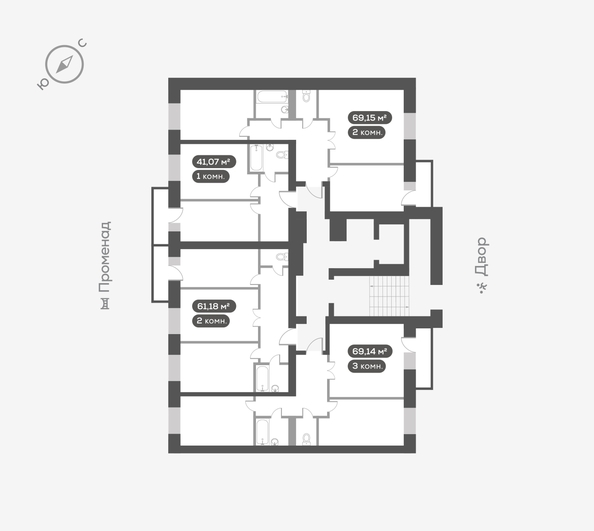 
  Продается 2-комн. квартира, 61.18 м², ЖК Сити-квартал Октябрьский, дом 2
. Фото 5.