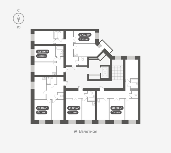 
  Продается 3-комн. квартира, 78.59 м², ЖК Сити-квартал на Взлетной, дом 1
. Фото 5.