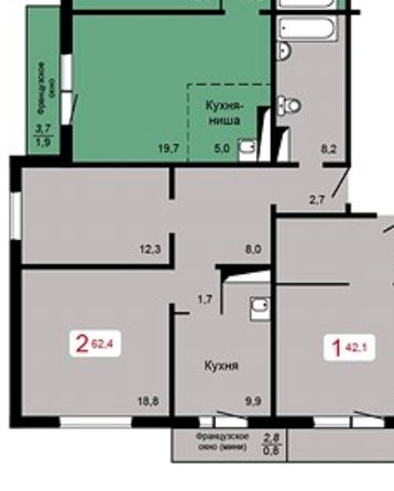 
  Продается 2-комн. квартира, 62.4 м², ЖК Мичурино, дом 2 строение 5
. Фото 1.