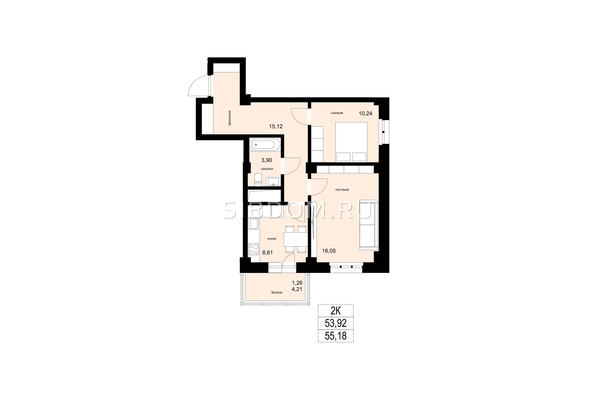 
  Продается 2-комн. квартира, 55.39 м², ЖК ЛЕТО, дом 1
. Фото 1.