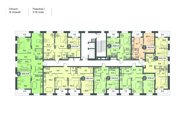 
  Продается 1-комн. квартира, 35.4 м², ЖК Три Клёна, дом 1
. Фото 2.