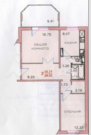 
  Продам 2-комн. квартиру, 60 м², Мужества ул, д. 18
. Фото 1.