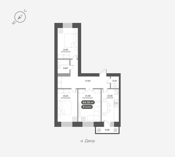
  Продается 3-комн. квартира, 83.32 м², ЖК Октябрьский, дом 2
. Фото 6.