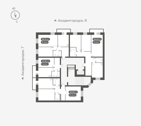 
  Продается 3-комн. квартира, 93.9 м², ЖК Академгородок, дом 5
. Фото 5.