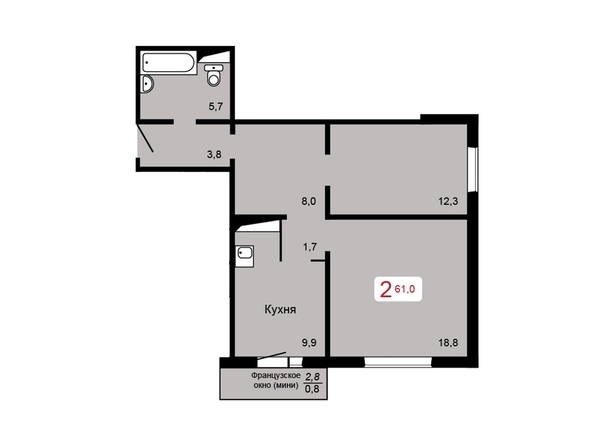 
  Продается 2-комн. квартира, 61 м², ЖК Мичурино, дом 2 строение 7
. Фото 1.