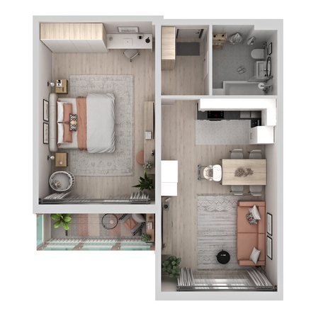 
  Продается 2-комн. квартира 61.54 м², в ЖК Аллея Парк, 1 этап. Фото 2.