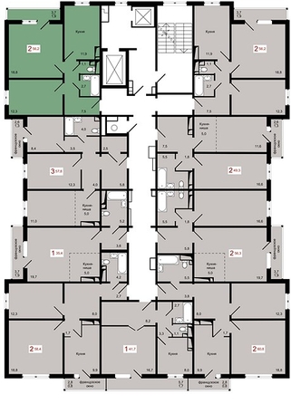 
  Продается 2-комн. квартира 56.3 м², в ЖК КБС. Берег, дом 7 строение 2. Фото 2.