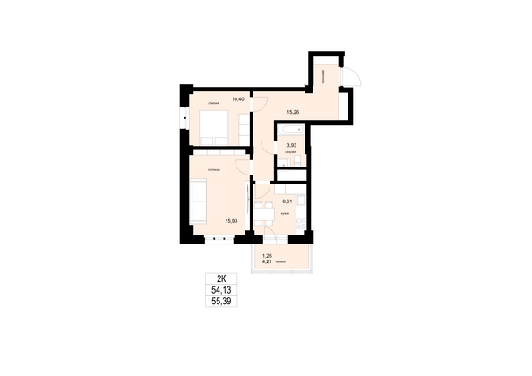 
  Продается 2-комн. квартира 55.39 м², в ЖК ЛЕТО, дом 1. Фото 1.