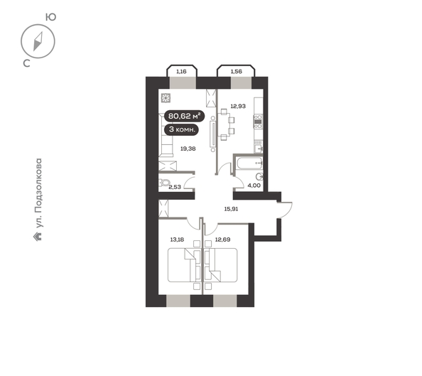
  Продается 3-комн. квартира 80.62 м², в ЖК ДАО, дом 2. Фото 5.