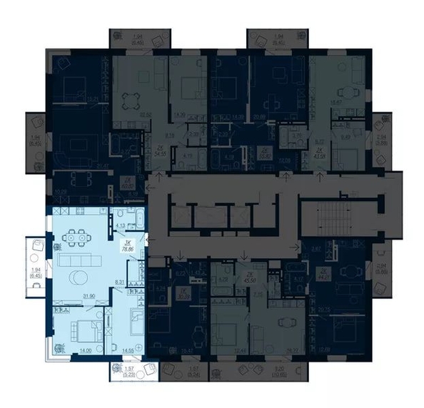 
  Продается 3-комн. квартира 78.86 м², в ЖК АЭРО, дом 4. Фото 1.