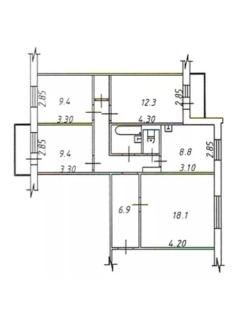 
  Продается 4-комн. квартира 77 м². Фото 2.