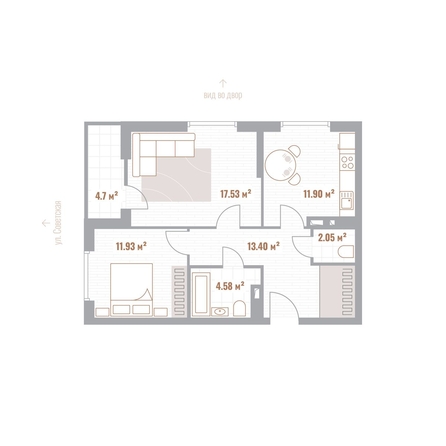 
  Продается 2-комн. квартира 62.79 м², в ЖК Николаевские кварталы. Фото 1.