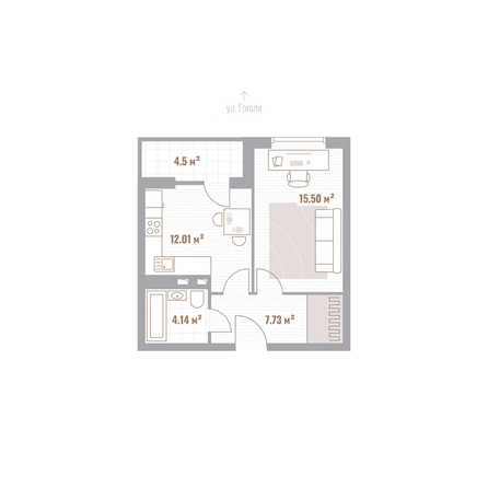 
  Продается 1-комн. квартира 41.58 м², в ЖК Николаевские кварталы. Фото 1.