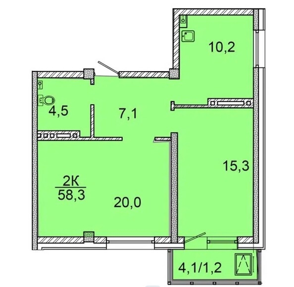 
  Продается 2-комн. квартира 58.3 м², в ЖК Зеленая высотка на Калинина. Фото 4.