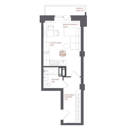 
  Продается студия 31.23 м², в ЖК Звезда. Фото 1.