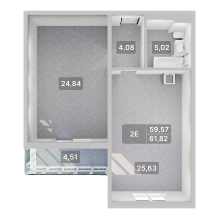 
  Продается 2-комн. квартира 61.82 м², в ЖК Аллея Парк, 2 этап. Фото 2.