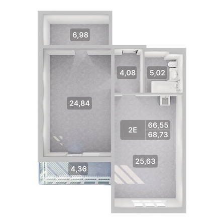 
  Продается 2-комн. квартира 68.73 м², в ЖК Аллея Парк, 2 этап. Фото 2.