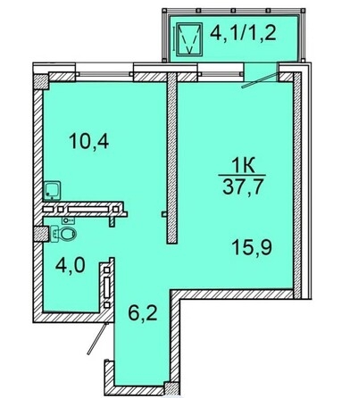 
  Продается 1-комн. квартира 37.4 м², в ЖК Зеленая высотка на Калинина. Фото 1.