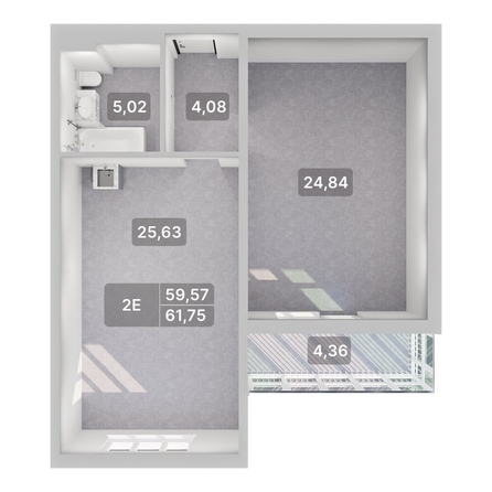 
  Продается 2-комн. квартира 61.75 м², в ЖК Аллея Парк, 2 этап. Фото 4.