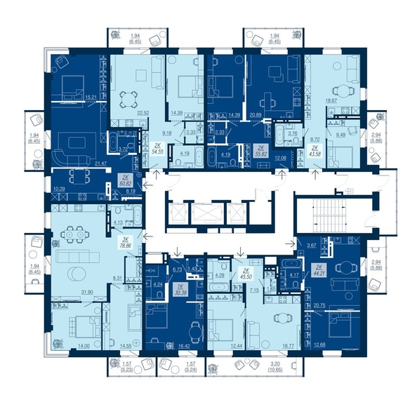 
  Продается 2-комн. квартира 43.58 м², в ЖК АЭРО, дом 4. Фото 9.
