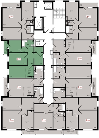 
  Продается 3-комн. квартира 57.8 м², в ЖК КБС. Берег, дом 7 строение 2. Фото 1.